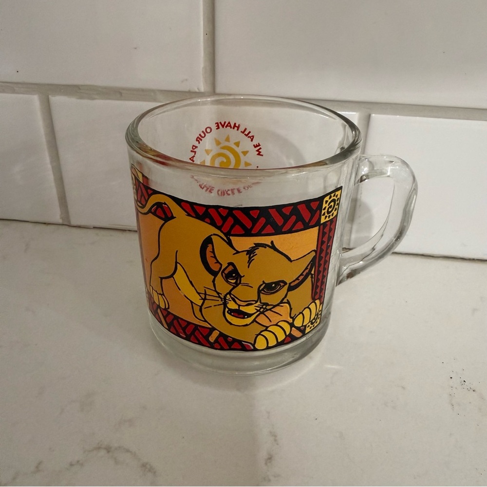 Vintage Lion King Glass Mug with Simba